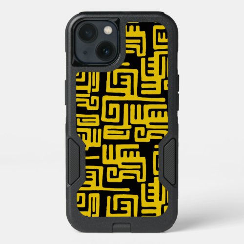 Elegant Minimal African Tribal Pattern Yellow Line iPhone 13 Case