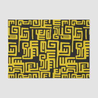 Elegant Minimal African Tribal Pattern Yellow Line Tissue Paper