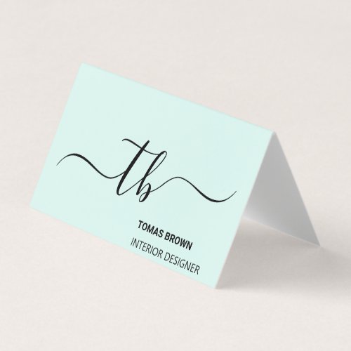 Elegant minimal aqua black monogram initials business card