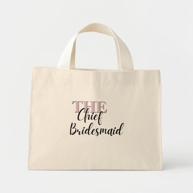 Elegant Minimal Art Mini Tote - Chief Bridesmaid (Front)