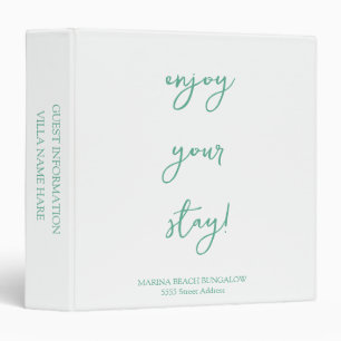 Elegant Minimal Beach House Guest Information 3 Ring Binder