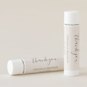 Elegant Minimal Beige Thank You Wedding Favor Lip Balm