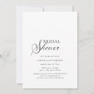 Elegant Minimal Black and White Bridal Shower Invitation