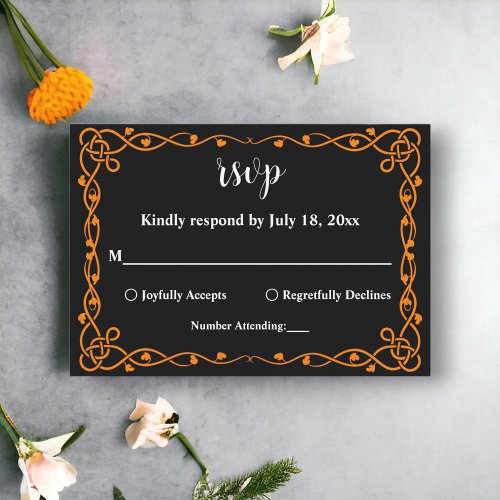 Elegant Minimal Black And White Chic Frame Wedding RSVP Card