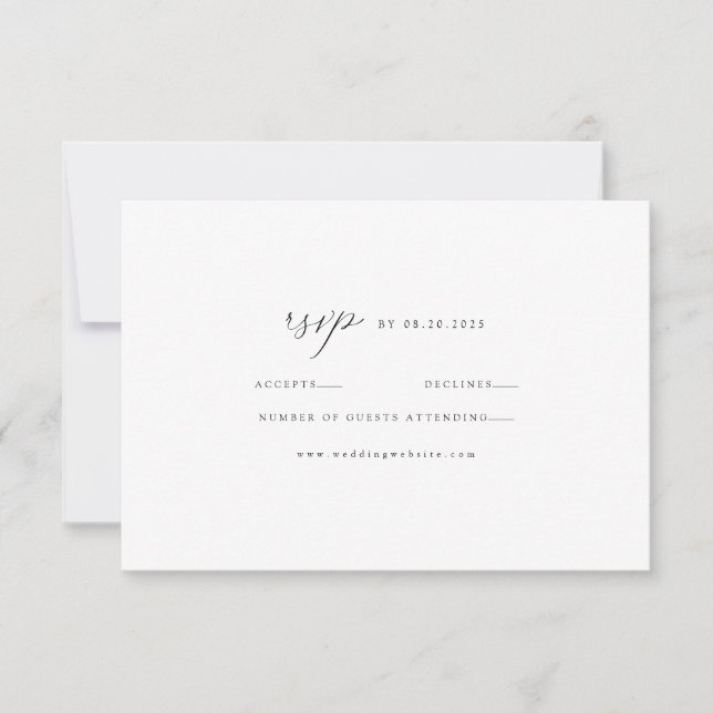 Elegant Minimal Black and White Modern RSVP Card (Front)