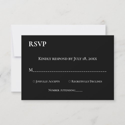 Elegant Minimal Black And White Monogram Wedding RSVP Card