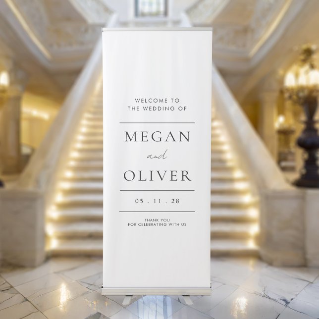 Elegant Minimal Black and White Wedding Welcome Retractable Banner (Creator Uploaded)