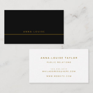 Elegant Minimal Black Gold Line Name  Business Card