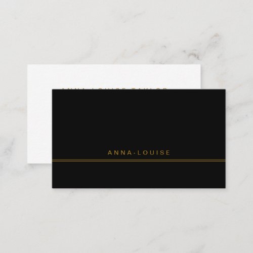 Elegant Minimal Black Gold Line Name  Business Card