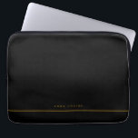 Elegant Minimal Black Gold Line Name  Laptop Sleeve<br><div class="desc">This personalized black laptop sleeve with your name of choice in golden brown on black background is modern and elegant. All colors can be changed if you like.</div>