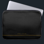 Elegant Minimal Black Gold Line Name  Laptop Sleeve<br><div class="desc">This personalized black laptop sleeve with your name of choice in golden brown on black background is modern and elegant. All colors can be changed if you like.</div>