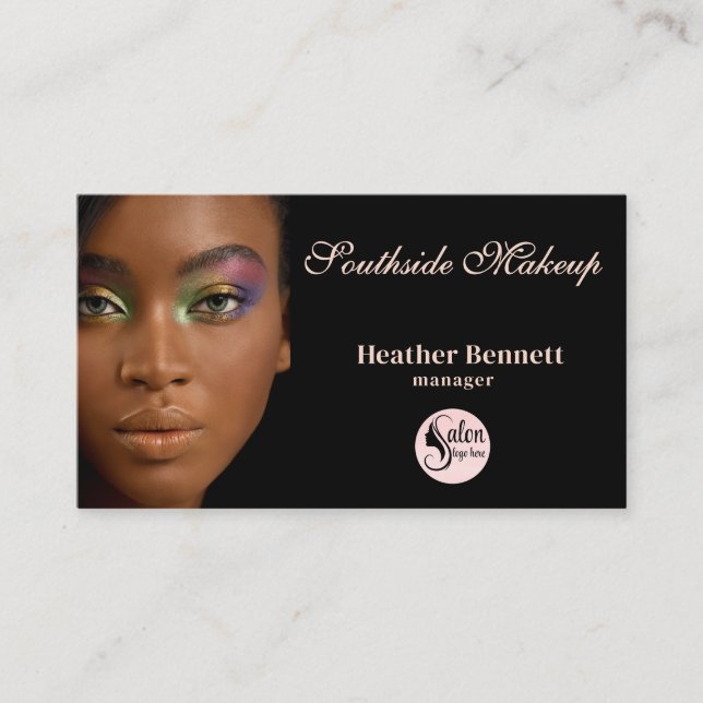 Elegant Minimal Black Makeup Artist Business  Card (Front)
