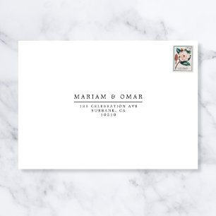 Elegant Minimal Black Wedding RSVP Self-Addressed Envelope