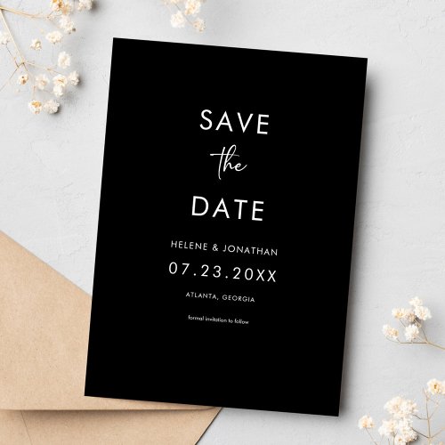 Elegant Minimal Black Wedding Save The Date