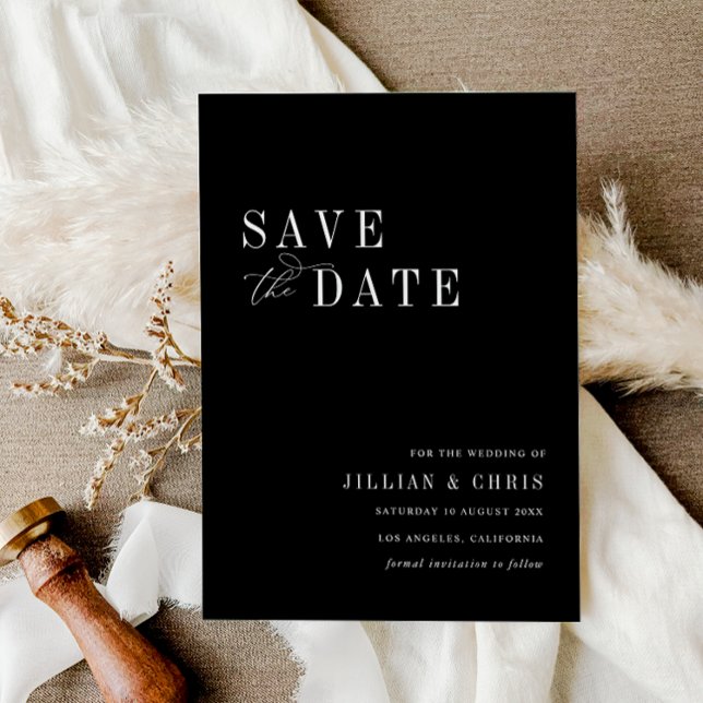 elegant minimal black wedding save the date card (Creator Uploaded)