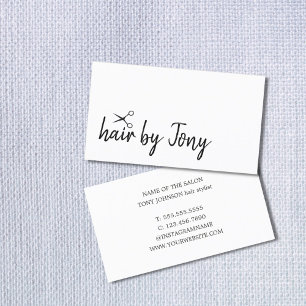 Elegant Minimal Black White Hair Stylist Business Card