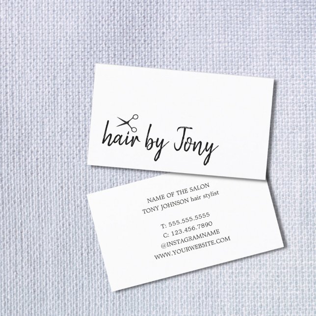 Elegant Minimal Black White Hair Stylist Business Card (Creator Uploaded)
