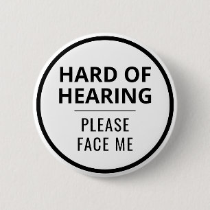Elegant Minimal Black White Hard of Hearing Button