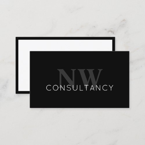 Elegant minimal black  white initials consultancy business card