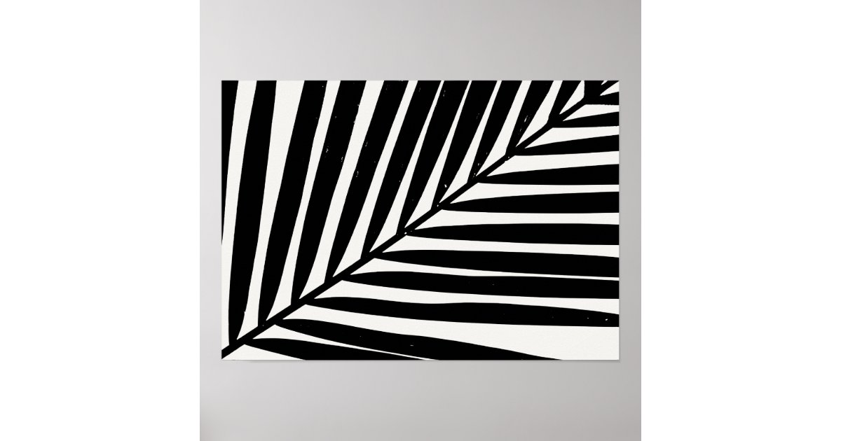Elegant Minimal Black & White Palm Leaf Silhouette Poster | Zazzle