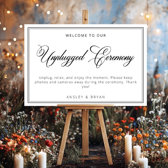 Elegant Minimal Black White Unplugged Wedding Foam Board (Creator Uploaded)