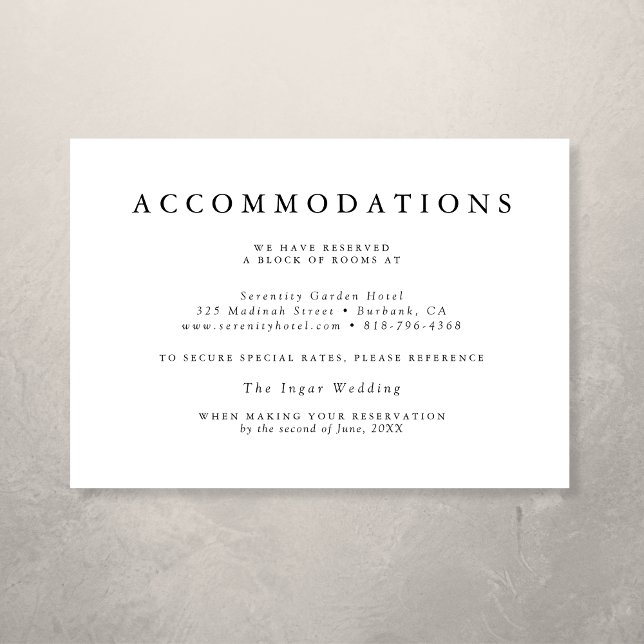 Elegant Minimal Black White Wedding Accommodations Enclosure Card (Creator Uploaded)