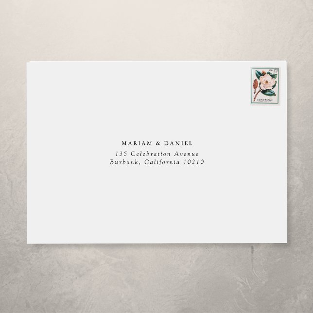 Elegant Minimal Black White Wedding Return Address Envelope (Creator Uploaded)