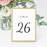 Elegant Minimal Black White Wedding Table Number<br><div class="desc">Elegant wedding table number cards feature a stylish and minimal soft black script table number design with a clean and simple white background. Two-sided design. To order: customize and add each individual table number (1,  2,  3... ) to your shopping cart.</div>