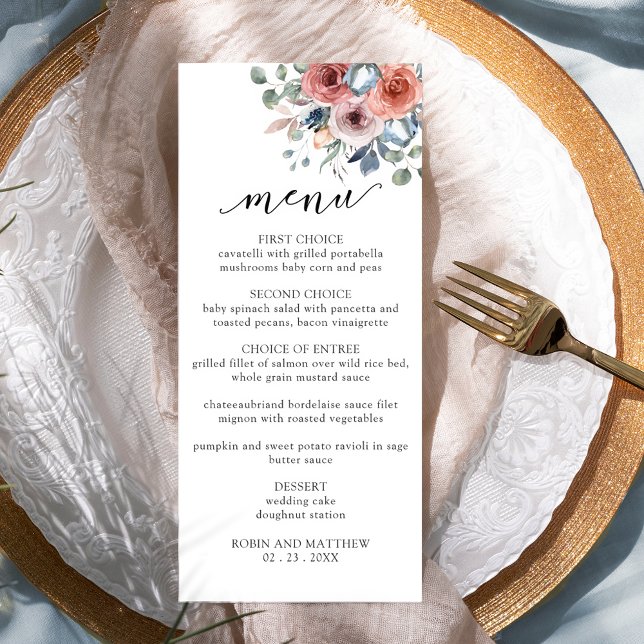 Elegant, Minimal Blissful Floral Wedding Menu (Creator Uploaded)