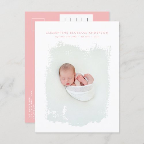 Elegant minimal blue birth announcement photo