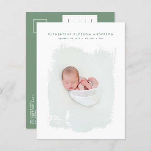 Elegant minimal blue birth announcement photo