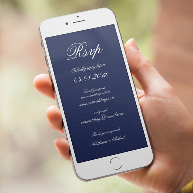 Elegant Minimal Blue Digital Wedding RSVP Invitation (Creator Uploaded)