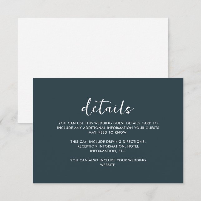 Elegant Minimal Blue Wedding Guest Detail (Front/Back)