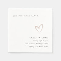 Elegant Minimal Blush Pink Heart Any Age Birthday