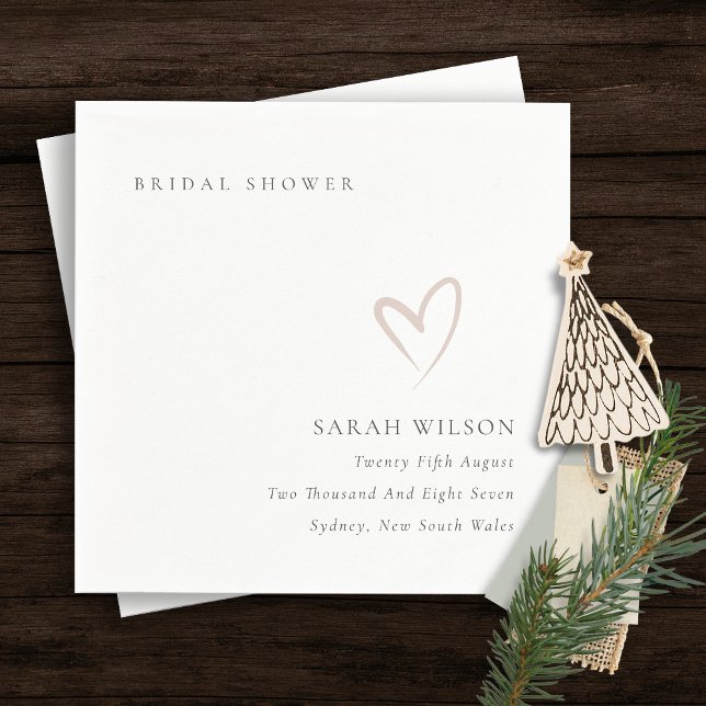 Elegant Minimal Blush Pink Heart Bridal Shower Napkins (Creator Uploaded)