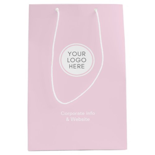 Elegant Minimal Blush Pink Logo Corporate Medium Gift Bag