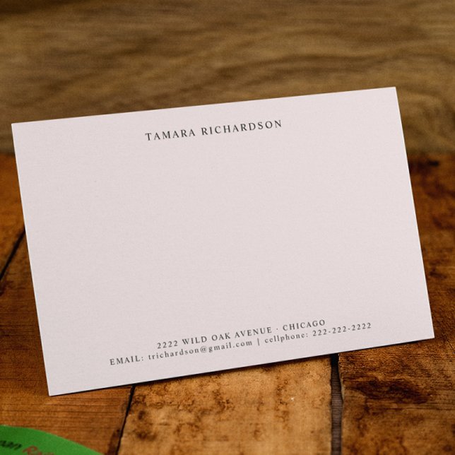 Elegant Minimal Blush Pink Personalized Note Card (Creator Uploaded)