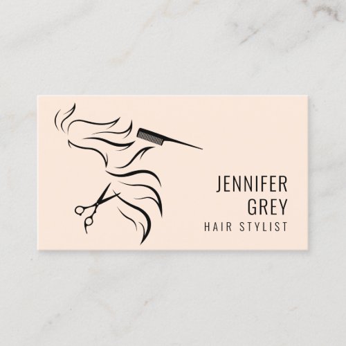 Elegant minimal blush pink scissors hairstylist business card