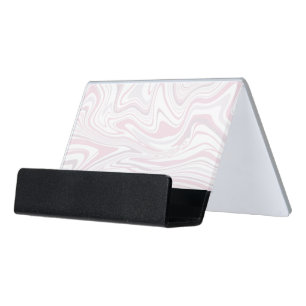 Elegant minimal blush pink & white marble look desk business card holder