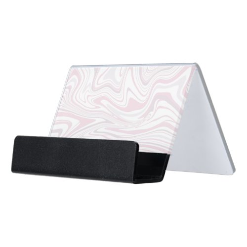 Elegant minimal blush pink  white marble look desk business card holder