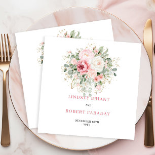 Elegant Minimal Blush Roses Wedding Napkins