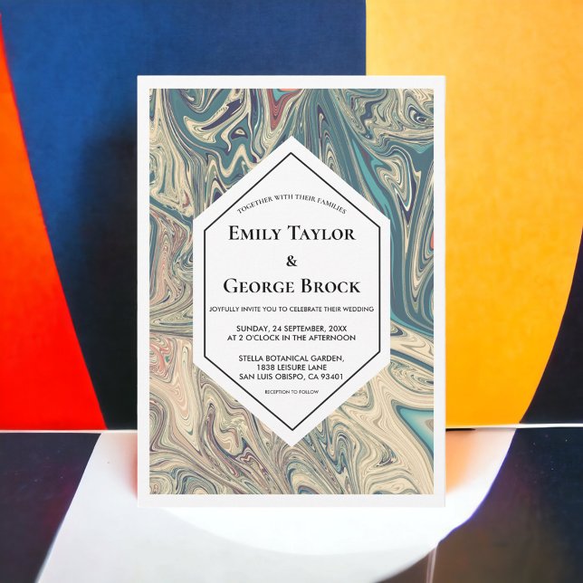 Elegant Minimal Bohemian Artistic Abstract Wedding Invitation (Creator Uploaded)