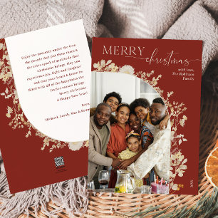 Elegant Minimal Boho Red Christmas Photo Holiday Card