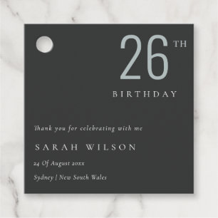 Elegant Minimal Bold Black Blue Any Age Birthday Favor Tags