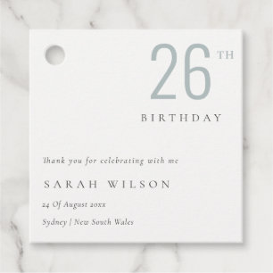 Elegant Minimal Bold  Dusky Blue Any Age Birthday Favor Tags