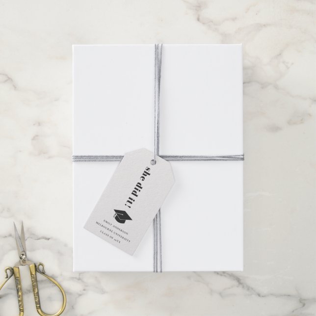 Elegant Minimal Bold Typography Graduation Cap Gift Tags (With Twine)
