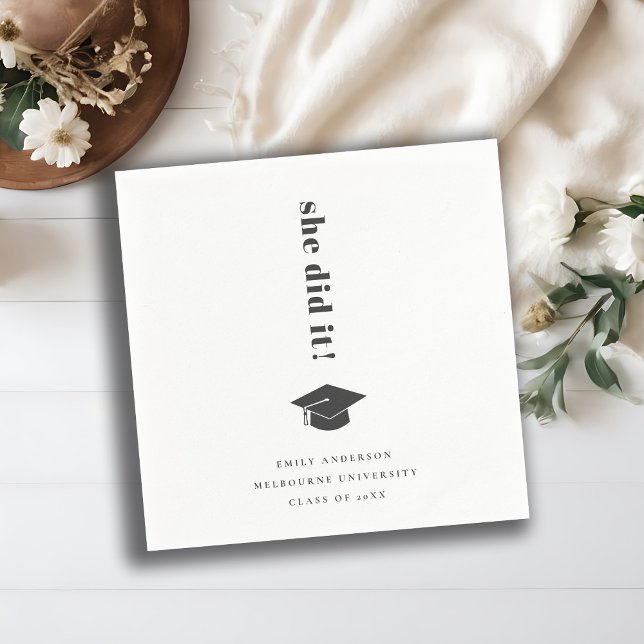 Elegant Minimal Bold Typography Graduation Cap Napkins (Creator Uploaded)