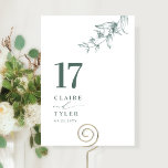 Elegant, Minimal Botanical Greenery Wedding  Table Number<br><div class="desc">Guide your guests to their table with this elegant wedding table number card. Stylish and simple design with names to the side along with the "and" in modern handwritten calligraphy. Delicate hand-drawn botanical greenery corner detail. Please place an individual order for "each" table number (i.e. for an event with three...</div>