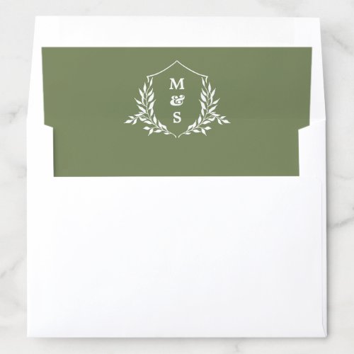 Elegant Minimal Botanical Monogram Wedding Envelope Liner