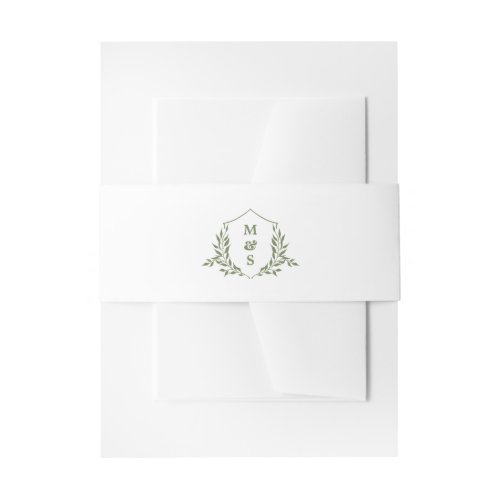 Elegant Minimal Botanical Monogram Wedding Invitation Belly Band